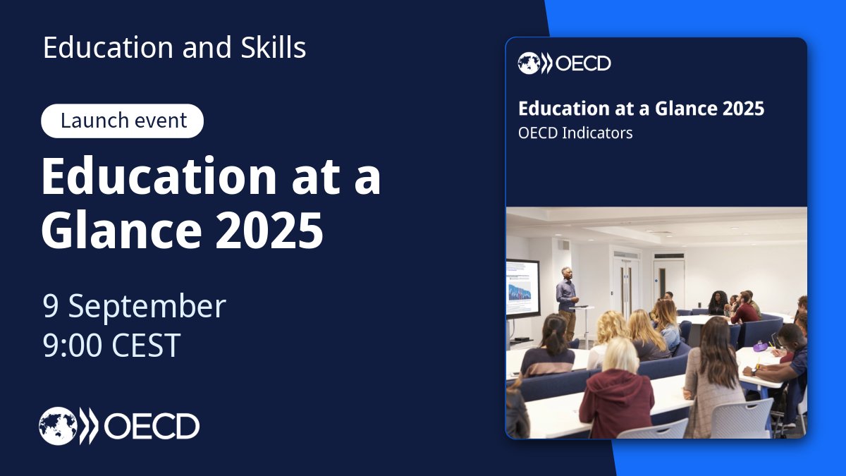 I am excited to announce the upcoming release of Education at a Glance.

The 2025 edition focuses on higher education.
 
If you want to learn about the state of education around the world, tune in to tomorrow's launch event: bit.ly/3JOH5bb

#OECDEAG