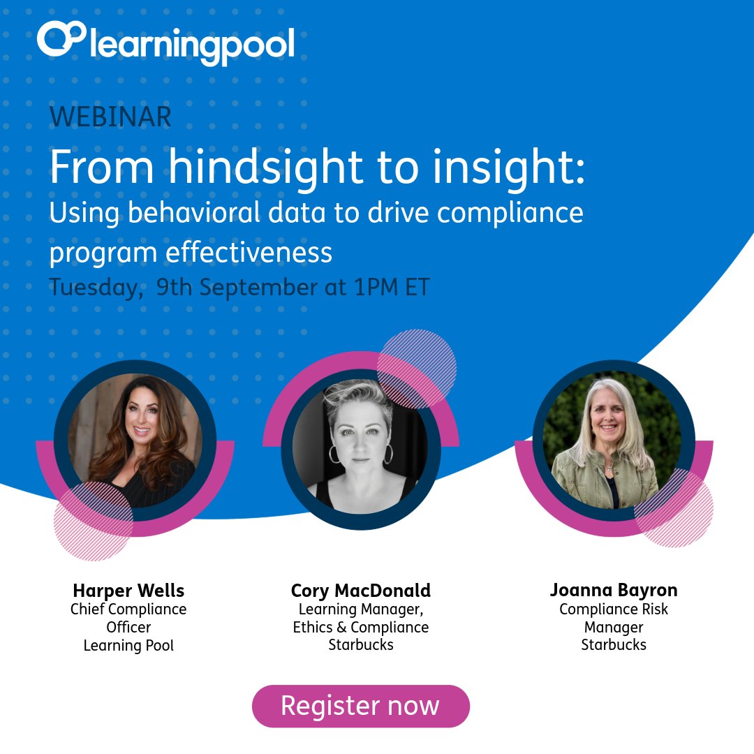 LearningPool's tweet image. Compliance isn’t about completions. It’s about behavior.

Join us 9/9 for our webinar with Starbucks:
From Hindsight to Insight: Using Behavioral Data to Drive Compliance Effectiveness

🔗 Register: hubs.ly/Q03HghNY0

#Compliance #BehavioralData
