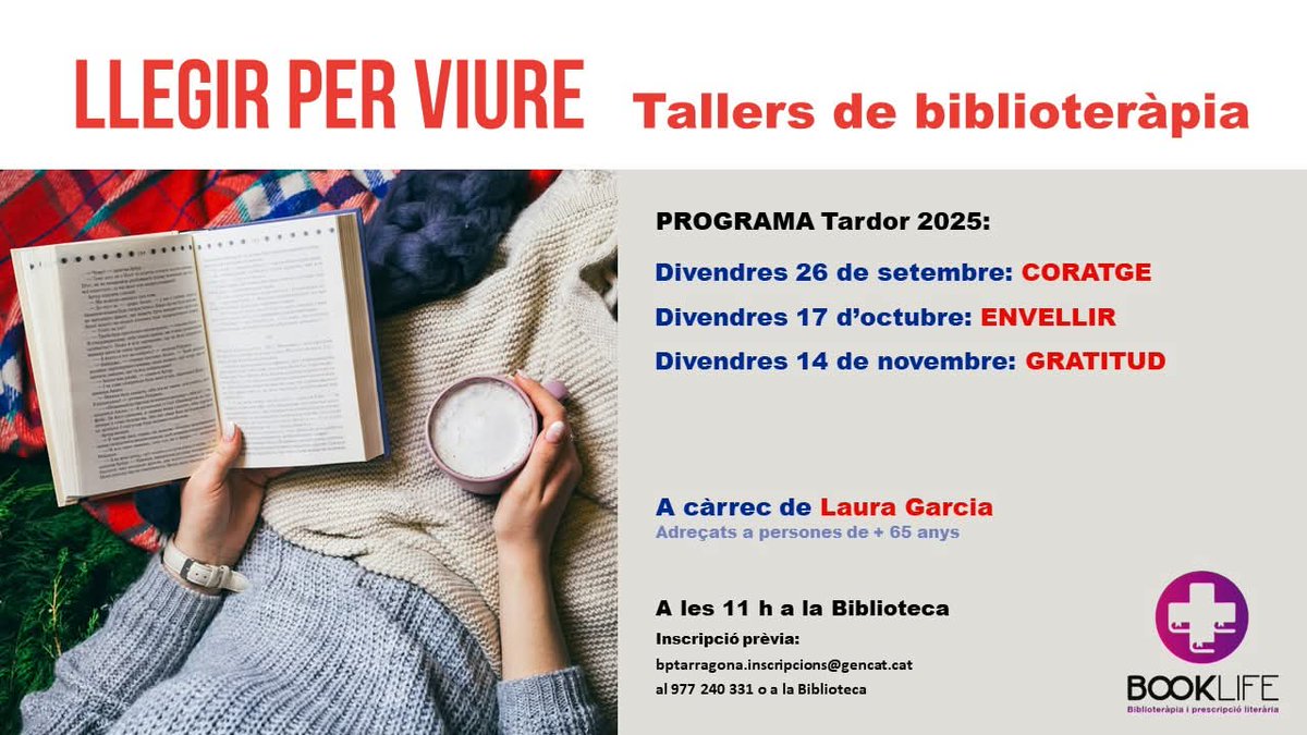 bibliotgn's tweet photo. 😍#Llegir és molt més que un plaer; és una activitat molt recomanable a qualsevol edat que ens aporta #beneficis diversos per #viure d'una forma #saludable!

💚Tornen els tallers de #biblioteràpia "Llegir per viure"

ℹ️ https://t.co/UhqSZ3t9nI https://t.co/O5RsgL0cxI