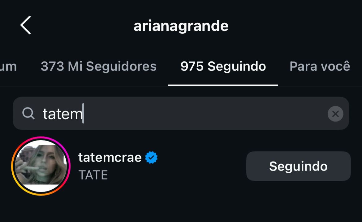 🚨 BOM DIA? Ariana Grande SEGUIU Tate Mcrae no Instagram.