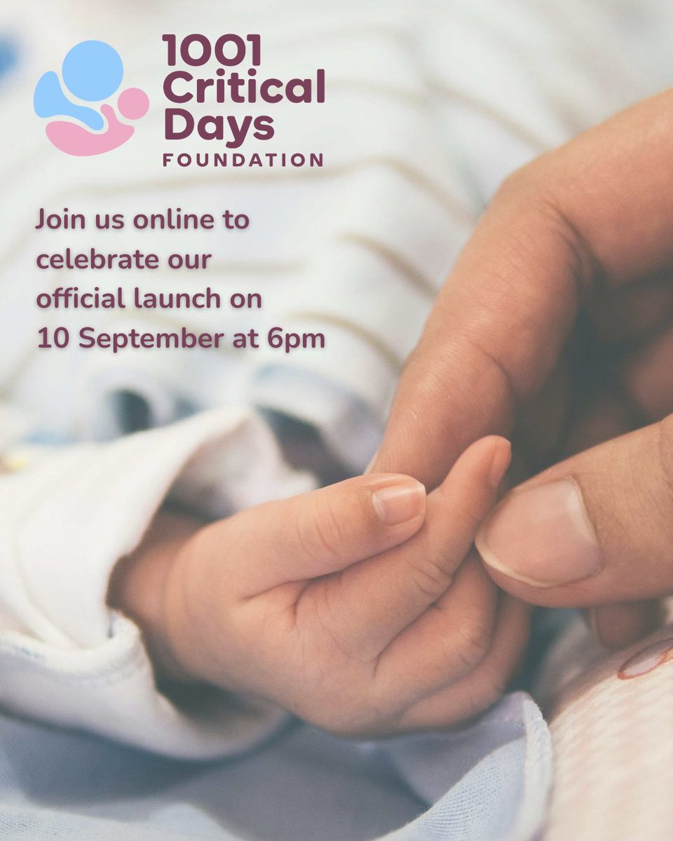 1001 Critical Days Foundation (@1001cdf) on Twitter photo 🩵JOIN OUR LAUNCH EVENT🩷⬇️
Just 2 days to go until we can share some very exciting news about our new partnerships and staggering world first-research into the 1001 Critical Days.
Join us online at 6pm on 10 September. 
Register below for tickets.
tinyurl.com/e766w3hw 🩵JOIN OUR LAUNCH EVENT🩷⬇️
Just 2 days to go until we can share some very exciting news about our new partnerships and staggering world first-research into the 1001 Critical Days.
Join us online at 6pm on 10 September. 
Register below for tickets.
tinyurl.com/e766w3hw
