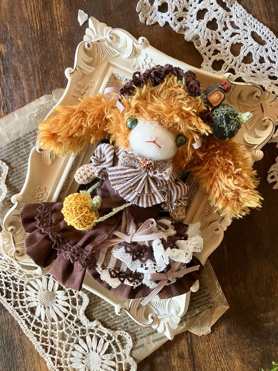 out  Natural  Halloween * *❁毛糸の優しいパンプキン❁ ハロウィン オブジェ 毛糸編みパンプキン 3点セット 置物 飾り