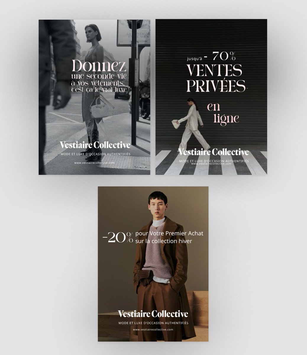MatuiDesign's tweet image. Luxury meets sustainability. ♻️
Quick &amp;amp; Clean campaign concepts for Vestiaire Collective.
— Minimal. Bold. Elegant.