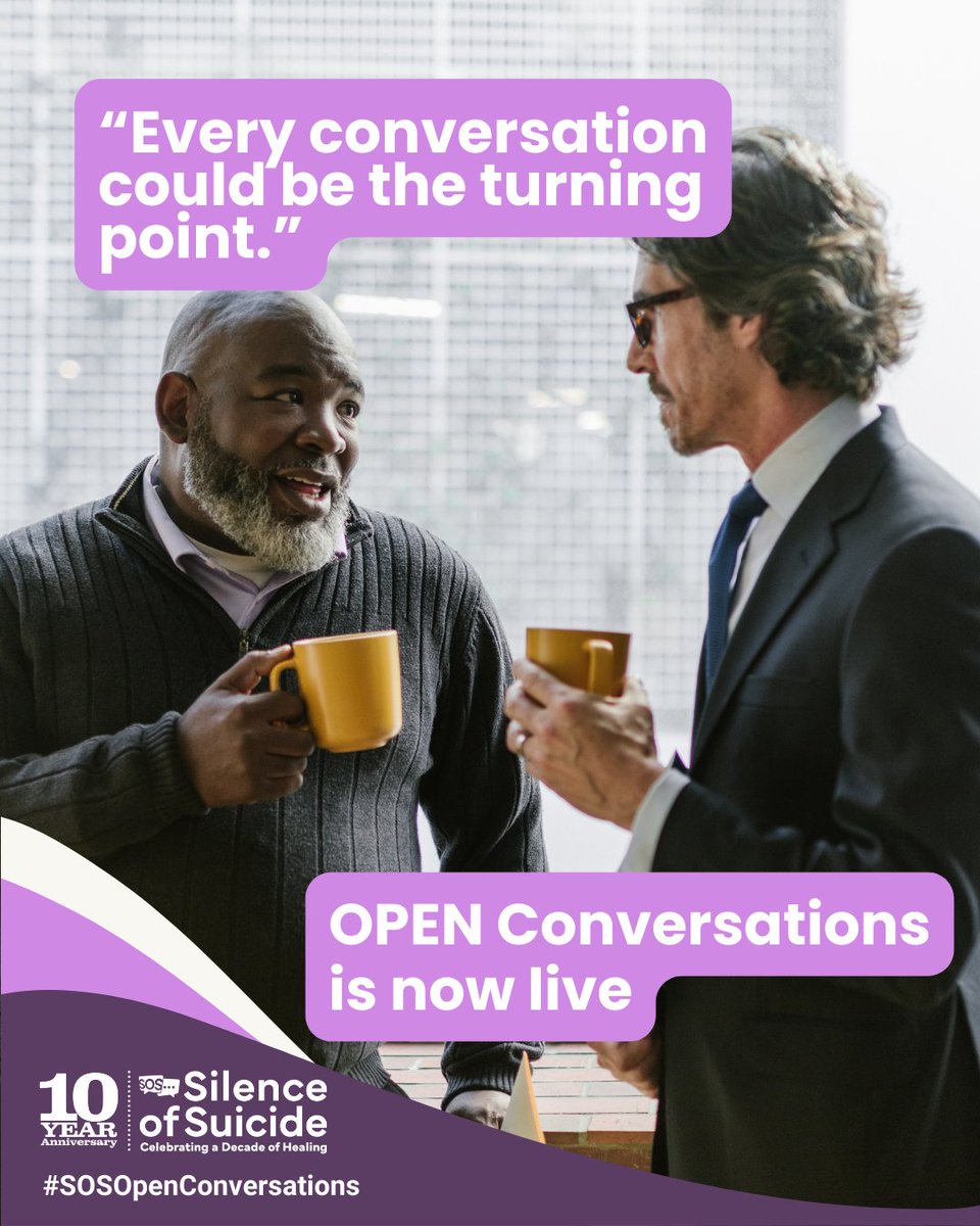 💜 Launching today, on #WorldSuicidePreventionDay

OPEN Conversations – a free online course to help you spot the signs, start supportive conversations &amp; remind someone they’re not alone.

Available anytime, anywhere. Start now: bit.ly/3V2lUET
#OpenConversations