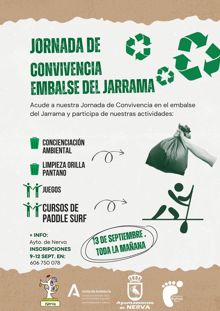 ☝🏻𝐓𝐔 𝐀𝐘𝐔𝐍𝐓𝐀𝐌𝐈𝐄𝐍𝐓𝐎 𝐓𝐄 𝐂𝐔𝐄𝐍𝐓𝐀:

💦Cuidar de nuestro entorno es tarea de todos. Anímate y participa en esta jornada repleta de actividades.🍀

¡Construyamos PUEBLO juntos!