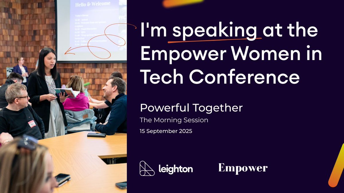 Next week Jo Larby, Accessibility Community Lead at Leighton, takes the stage at the Empower Women in Tech Conference in Manchester.

She’ll explore being Powerful Together and the role of allyship in building an inclusive tech industry.

More info 👉 buff.ly/v4ocO5e