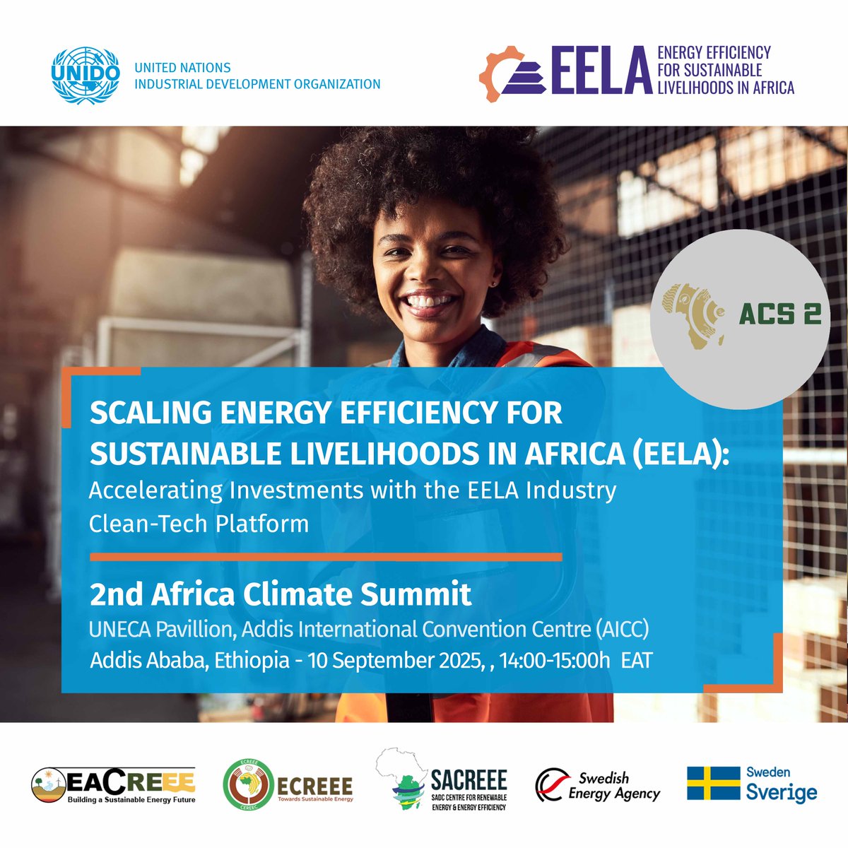 ✨ At the <a href="/ACS2ET/">Africa Climate Summit 2</a>, EELA highlights the #ICTP, a one-stop shop accelerating private investment and #lowcarbon industrial transformation in #Africa

👉 eela-project.org/event/eela-ict…

#AfricaClimateSummit  #ACS2 #EnergyEfficiency  #CleanTech #ClimateResilience #ProgressbyInnovation