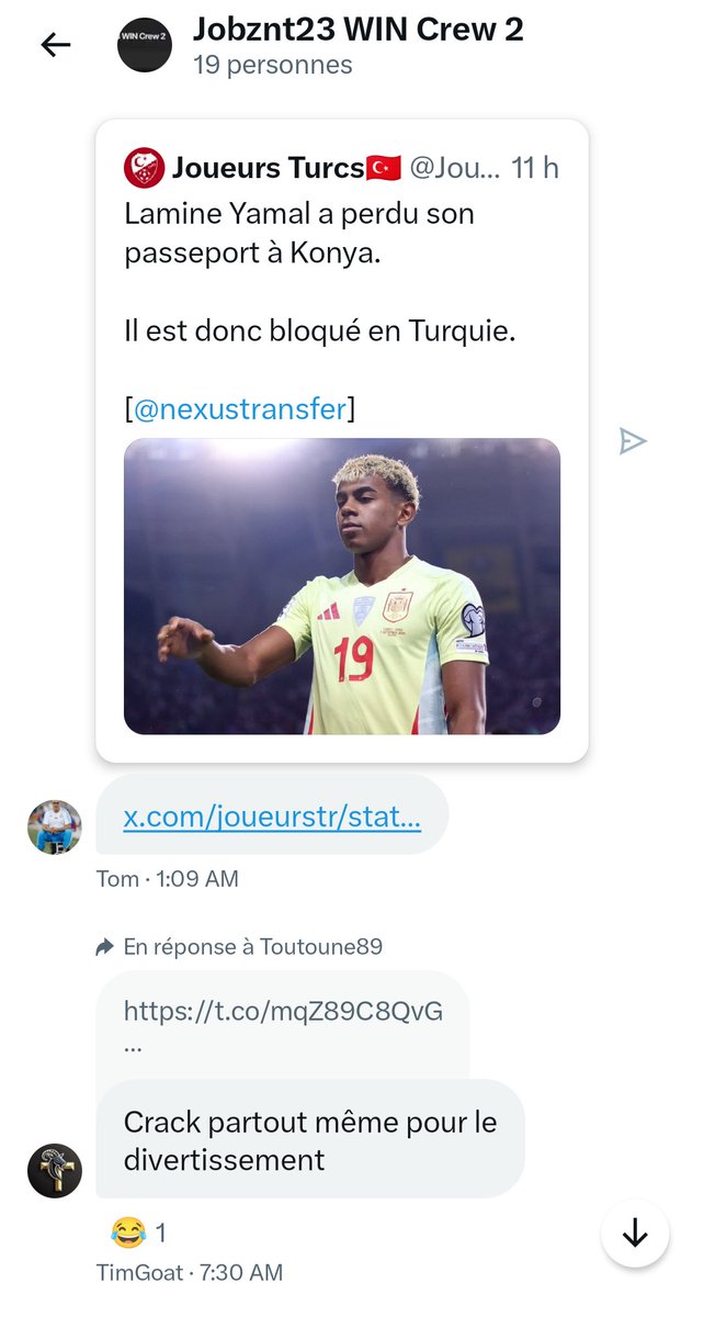 Sorare Rivals a créé tellement de micro-communautés on ne se rend pas compte !
Depuis l'Euro, chaque jour des dizaines, parfois des centaines de messages dans le crew II créé par <a href="/Jobznt23/">Jobznt23</a> 
On parle du jeu, du foot, des transferts, de nos lineups à succès ou cata, de trucs