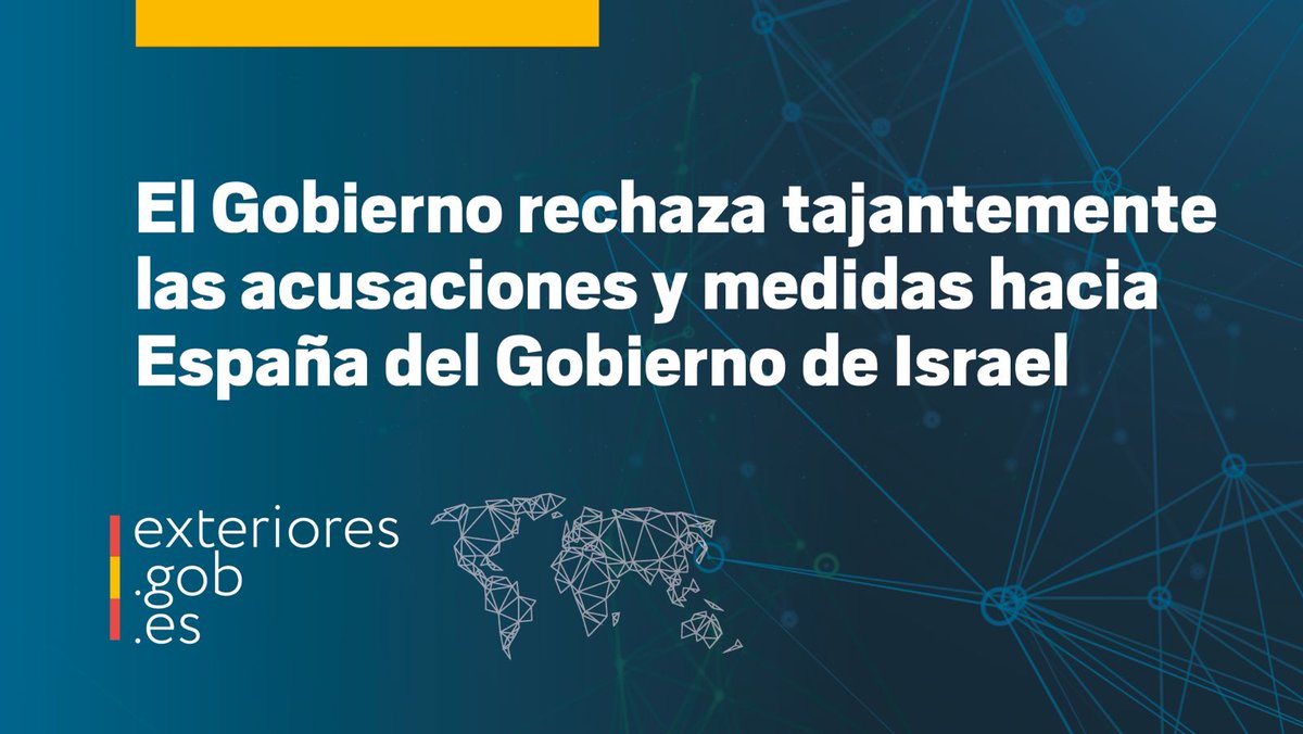 El Gobierno de España rechaza tajantemente las falsas y calumniosas acusaciones de antisemitismo por parte del Gobierno israelí hacia España y los españoles, así como la inaceptable prohibición de entrada a Israel a dos miembros del Gobierno de España.

🔗exteriores.gob.es/es/Comunicacio…