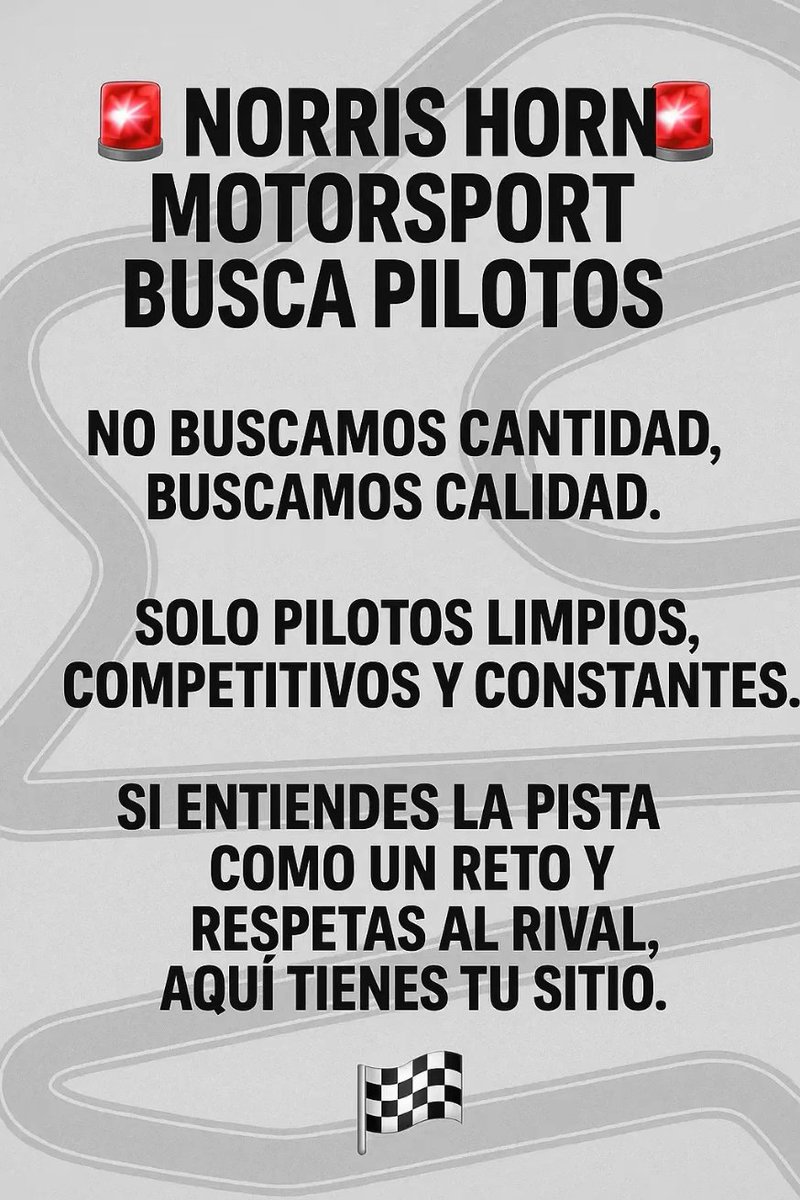 Tienes ganas de competir, eres constante, respetuoso y quieres empezar en un equipo? Este es tu lugar. NORRIS HORN MOTORSPORT está en selección de pilotos con ganas de competir y conseguir nuevos éxitos.