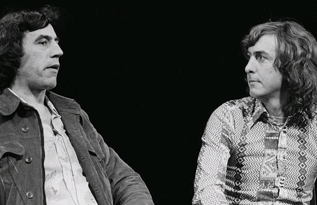 JonTrevithick's tweet image. Terry Jones and Eric Idle rehearsing 'Nudge Nudge'
Monty Python Live! at City Center, 1976.