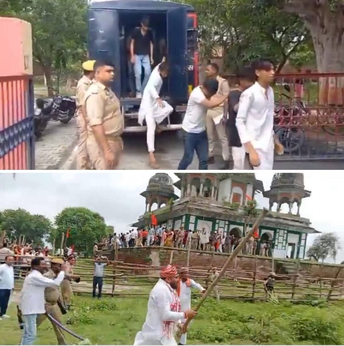 SahilRazvii's tweet photo. उत्तर प्रदेश में निष्पक्ष प्रशासन की उदाहरण देखिए!

- ईद मिलादुन्नबी के जुलूस में निर्धारित रूट से थोड़ा अलग हटने पर यूपी पुलिस द्वारा 33 मुस्लिम युवाओं को गिरफ्तार करके लंगड़ाते हुए उनकी वीडियो जारी की गई है।

- मगर यही यूपी पुलिस फतेहपुर में मकबरे पर भाजपा जिलाध्यक्ष के उकसावे पर हजारों की चरमपंथी भीड़ द्वारा तोड़फोड़ की जाती है मगर किसी को भी गिरफ्तार करने की हिम्मत तक नहीं होती है।

लोग अभी भी कहेंगे कि प्रशासन तो बहुत निष्पक्ष है धर्म देखकर बिल्कुल कार्रवाई नहीं करता है।