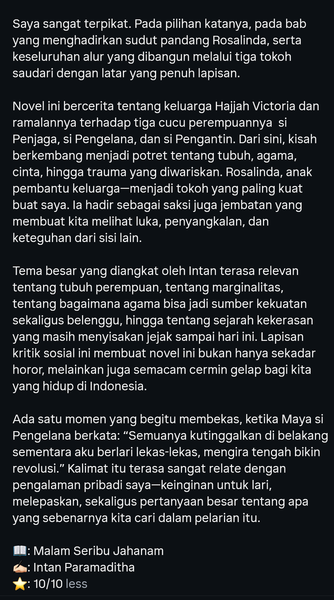 terkutuq's tweet photo. @basebuku MALAM SERIBU JAHANAM TOTALLY RECOMMENDED 😭❤️ kak intan juga ramahhhhh sekaliii 🥰🤩💕 https://t.co/SU3eQJuLXK
