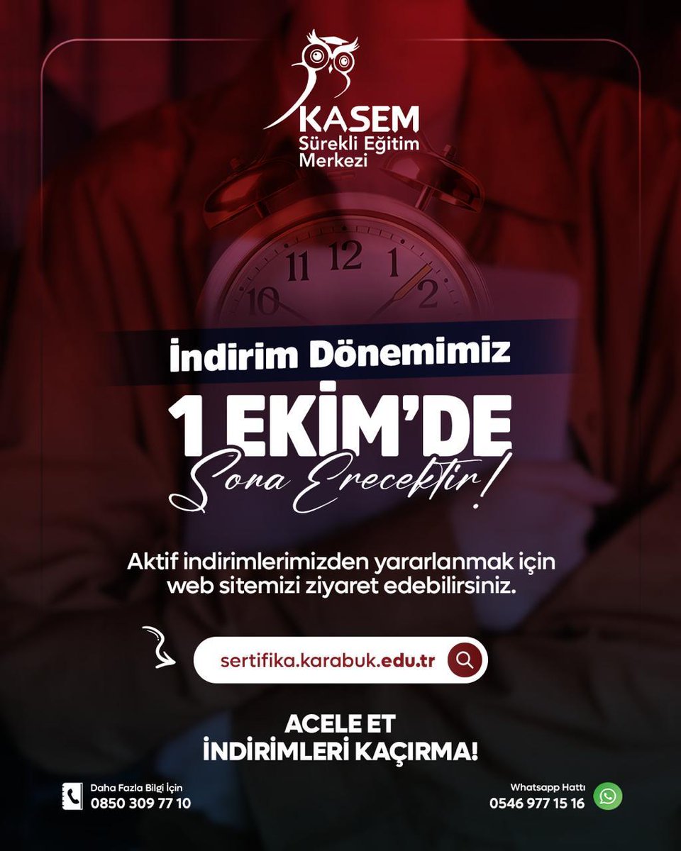 krbkuni's tweet photo. İndirim Dönemimiz 1 Ekim'de Sona Erecektir. Aktif İndirimlerimizden Yararlanmak İçin Web Sitemizi Ziyaret Edebilirsiniz.
https://t.co/msWE6yObGQ
#karabük #karabüküniversitesi #kbu #kasem #egitimoeğretimyılı #eğitim https://t.co/0dfaUCSA0k