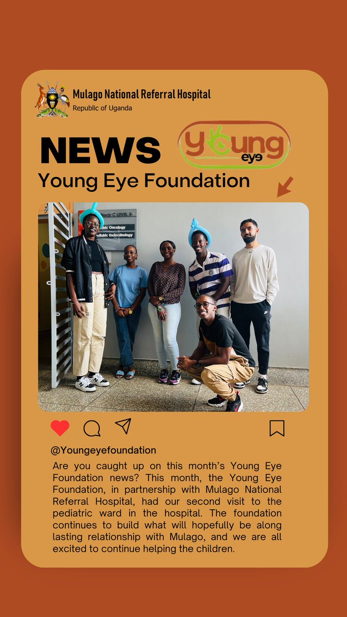 Hello everyone 🤗 
We are more than excited to be in partnership with Mulago National Referral Hospital where we get the opportunity to reach out and brighten the days of the children at the pediatric ward.😊
Buckle up and get ready to experience the  second visit with us!😁