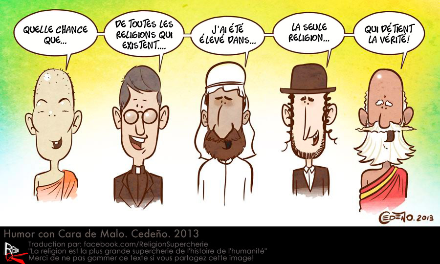 ๐โ๐๐๐๐ฃ๐ ๐ช๐๐๐ฅ (@incroyant_fr) on Twitter photo Le juif dit :
"Les chrรฉtiens et les musulmans se trompent".  
Le chrรฉtien dit :
" Les juifs et les musulmans se trompent".  
Le musulman dit :
"Les juifs et les chrรฉtiens se trompent".  
L'athรฉe dit :
"Vous avez tous raison" Le juif dit :
"Les chrรฉtiens et les musulmans se trompent".  
Le chrรฉtien dit :
" Les juifs et les musulmans se trompent".  
Le musulman dit :
"Les juifs et les chrรฉtiens se trompent".  
L'athรฉe dit :
"Vous avez tous raison"
