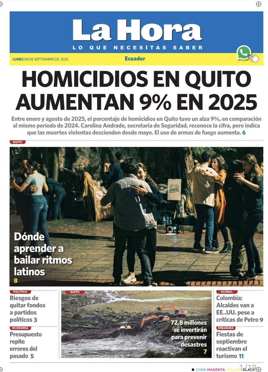 Buenos días, ☀ #Ecuador 
En portada: Homicidios en Quito aumentan 9% en 2025
Esto y más: lhra.ec/bp4fqTS

Recibe gratis nuestro diario y más información por WhatsApp. Suscríbete sin costo aquí 👉🏻 lhra.ec/DifusionLaHora…