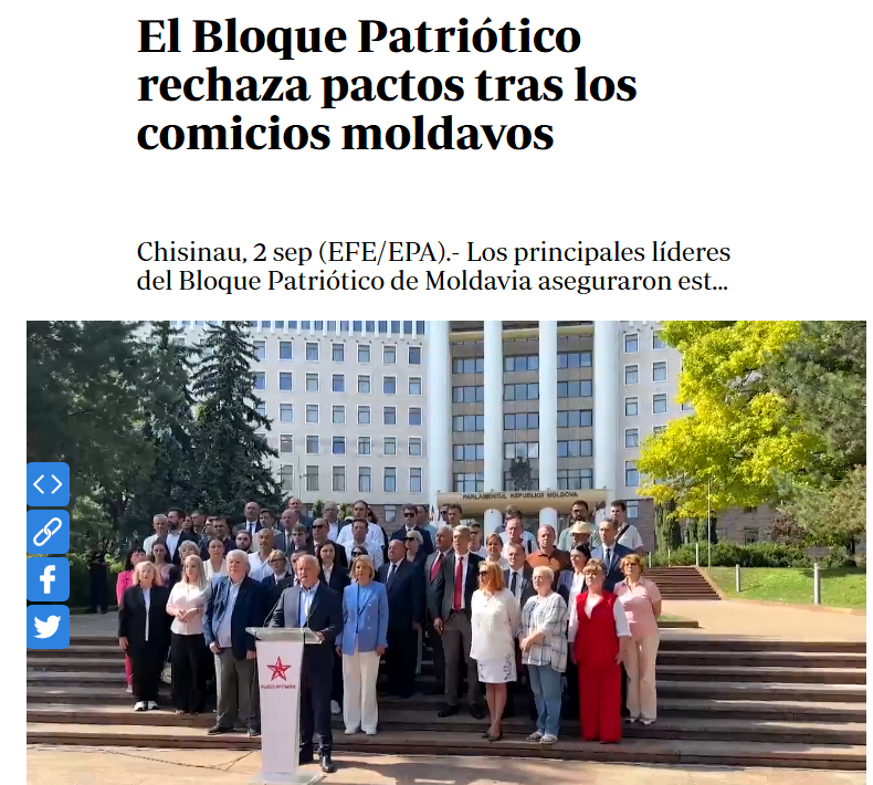 ObservMoldave's tweet photo. Tous contre #Sandu : les partis d’opposition du Bloc patriotique refusent toute coalition avec le #PAS. #Voronin, #Dodon, #Tarlev et #Vlah se présentent comme alternative unie au pouvoir avant les législatives du 28 septembre. https://t.co/ZvZ2SAGQoT