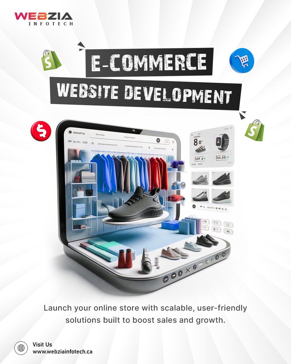 webziainfotech's tweet photo. Elevate your online business👩💻with Webzia Infotech, the leading e-commerce website development company in Canada! 🌟 Let us help you create a stunning platform that drives sales and enhances customer experience.📈 Ready to take the next step? Contact us today! 📲🌐 https://t.co/4oOul0l5nU