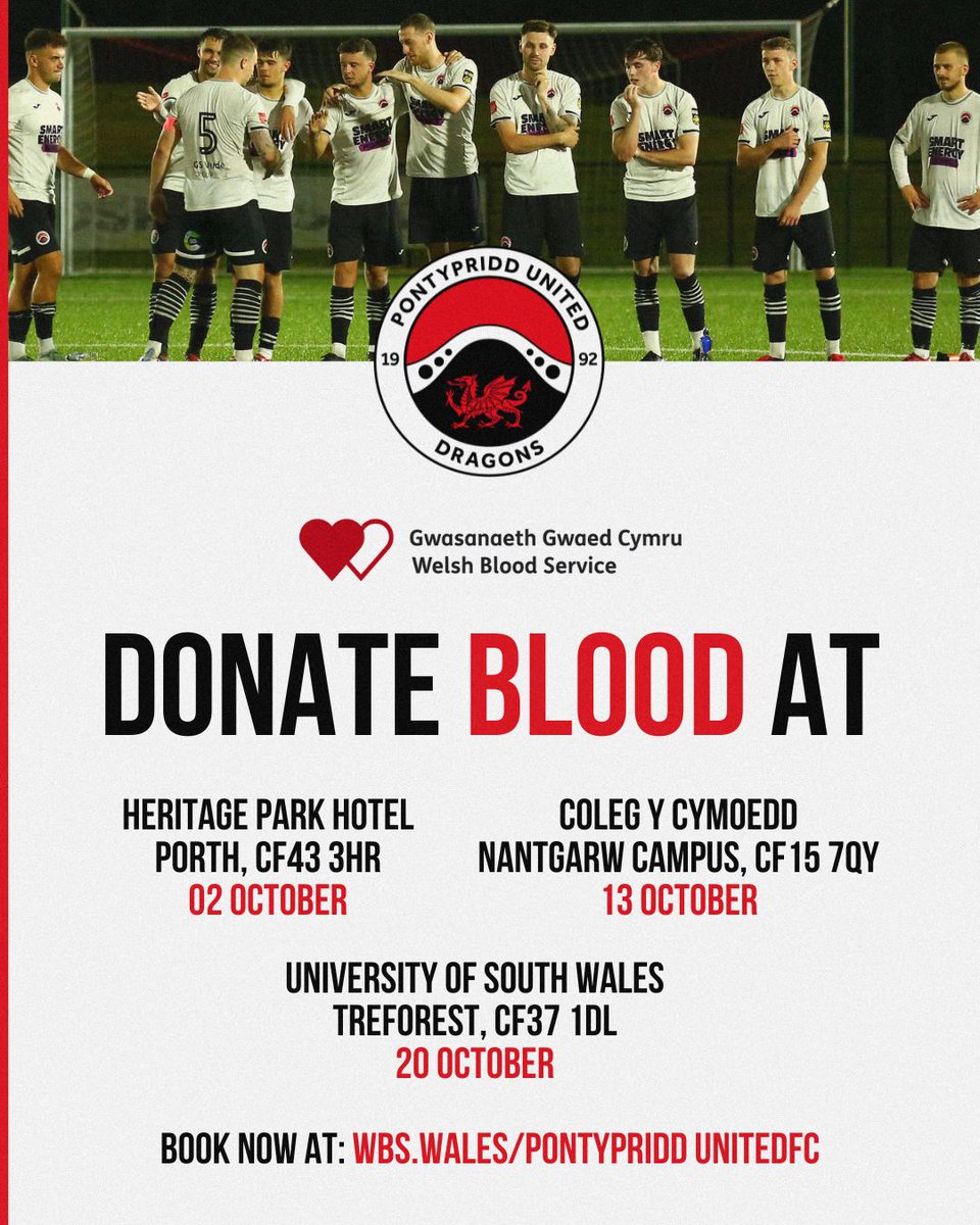 To support the Dragons this season, we’re asking our fans to consider donating blood 💉

Every day the Welsh Blood Service need to collect 350 donations for patients in need in Wales 🩸

Book a life-saving donation today 👉 buff.ly/7RMo5Jv

#OneClub #WeAreUnited