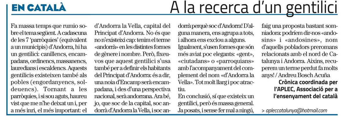 Cronica en català publicada a 𝗟'𝗜𝗻𝗱é𝗽𝗲𝗻𝗱𝗮𝗻𝘁 de Perpinyà d'ahir diumenge : 
"𝐀 𝐥𝐚 𝐫𝐞𝐜𝐞𝐫𝐜𝐚 𝐝'𝐮𝐧 𝐠𝐞𝐧𝐭𝐢𝐥𝐢𝐜𝐢", d'𝐀ndreu 𝐁osch 𝐀cuña.