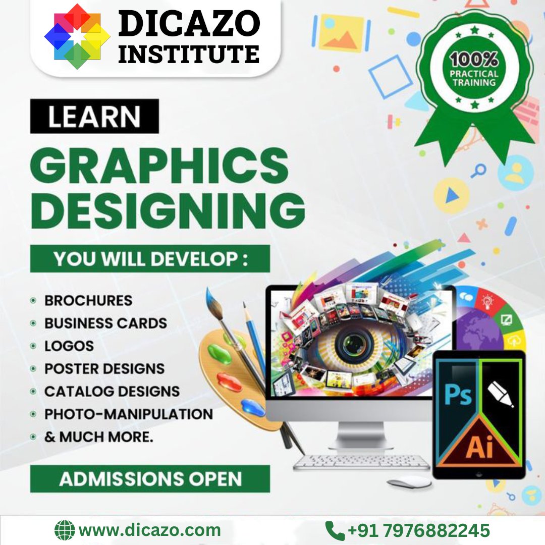 dicazoinfo's tweet image. Ready to design like a pro? 🚀 At Dicazo Institute, our Graphic Designing Course gives you hands-on training in Photoshop &amp;amp; Illustrator. 
🌐 dicazo.com
📞 +91 7976882245
#GraphicDesign #GraphicDesigningCourse #DesignInstitute #Photoshop #Illustrator #CreativeDesign