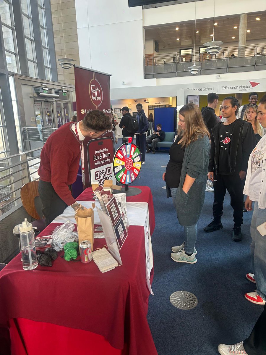 on_lothianbuses's tweet image. Jamie and Elaine are at @EdinburghNapier Business School's Welcome Week event! 👋

If you're on campus, swing by to say hello and be sure to have a go on the Spin to Win Wheel! Plenty of prizes to be won 🎁

#YouDoYouWellDoTheTravel #LothianBuses  #WelcomeWeek #Freshers