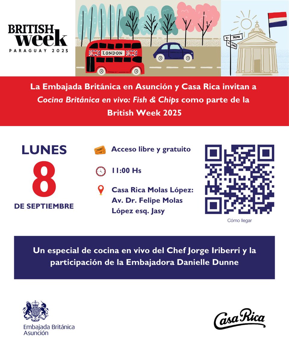 UKinParaguay's tweet photo. Hoy la #BritishWeek25 continúa con un especial de cocina británica en vivo. 👨‍🍳 🇬🇧

¡Te esperamos! ✨ 

👉 Más detalles sobre el programa y los enlaces de inscripción para las actividades de la semana en: https://t.co/qhG9Ie78qH

#BritWeekPY https://t.co/2XemaWxaBJ