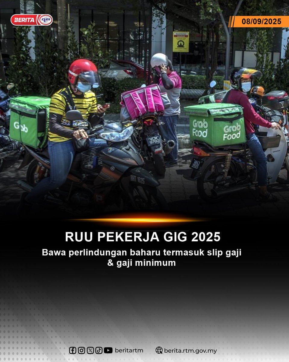 Fasal 13 RUU tersebut menetapkan pekerja gig berhak menuntut slip pendapatan daripada majikan, manakala majikan pula diwajibkan mengeluarkannya.
berita.rtm.gov.my/nasional/senar…

'Yang sahih di RTM'
#BeritaRTM #MalaysiaMadani #TaatSetia #BersamaMALAYSIAKU #RancakkanMADANI #MADANIBekerja