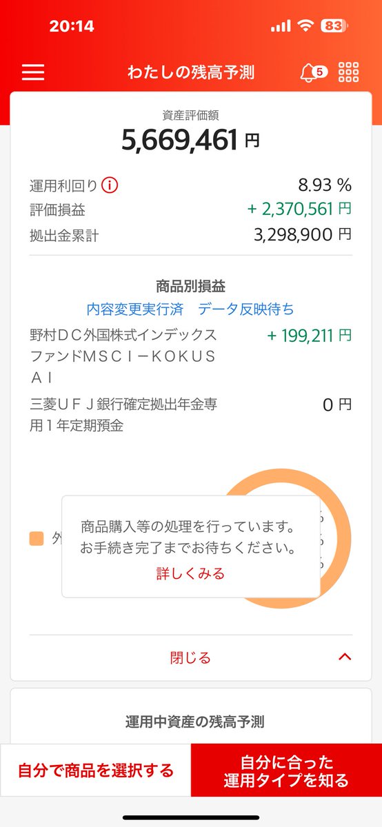 私の確定拠出年金を公開します😃

ほぼほぼ、野村DC外国株式インデックスファンドだけでここまで来ました。

今日、利益確定しました！