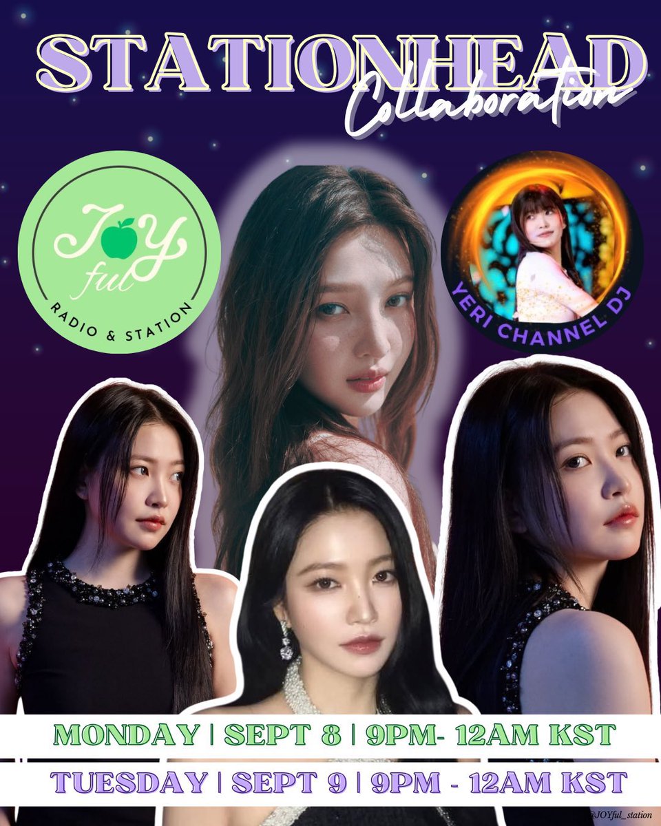 Joyful Radio & Joyful Station 💚 (@joyful_station) on Twitter photo 🔔 REMINDER 🔔
Our Day 1 of JOYRI NIGHT <a href="/STATIONHEAD/">STATIONHEAD</a> Streaming Party Collaboration with <a href="/yerichanneldj/">RED VELVET YERI CHANNEL DJ</a> <a href="/yeriSHunion/">YERI ON STATIONHEAD</a> is TODAY 💚💜
🗓️ Monday, Sep 8
⏰ 9 PM KST
🔗 stationhead.com/c/joyful
#JOY #조이 #YERI #예리 <a href="/RVsmtown/">Red Velvet</a> 🔔 REMINDER 🔔
Our Day 1 of JOYRI NIGHT <a href="/STATIONHEAD/">STATIONHEAD</a> Streaming Party Collaboration with <a href="/yerichanneldj/">RED VELVET YERI CHANNEL DJ</a> <a href="/yeriSHunion/">YERI ON STATIONHEAD</a> is TODAY 💚💜
🗓️ Monday, Sep 8
⏰ 9 PM KST
🔗 stationhead.com/c/joyful
#JOY #조이 #YERI #예리 <a href="/RVsmtown/">Red Velvet</a>
