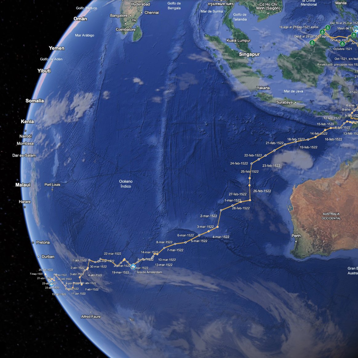 "Estando flacos como jamás hombres estuvieron, con la ayuda de Dios e Santa María, pasados los tres años, llegamos."
El 8 de septiembre de 1522, los 18 marinos supervivientes de la nao Victoria arribaban a Sevilla. Tan flacos como orgullosos de su epopeya.