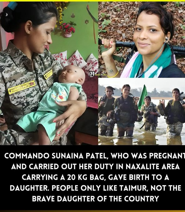 Salute brave soldier. Courageous Commando Sunaina Patel, undeterred by duty in a perilous Naxal region, gave birth while carrying 20 kg of gear, embodying extraordinary resilience and dedication. #BiggBossTelugu9 #BB19SalmanKaVaar #OnePlusNordBuds3r #TejRan The Bengal Files