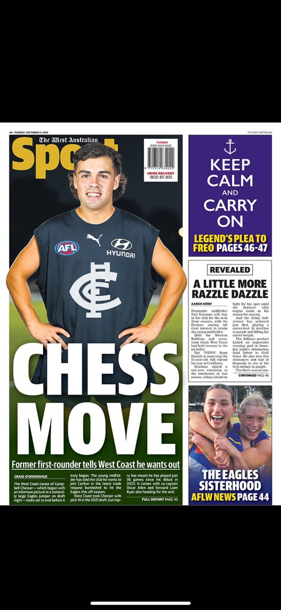 The back page of tomorrow’s <a href="/westaustralian/">The West Australian</a> 

<a href="/TheWestSport/">The West Sport</a>