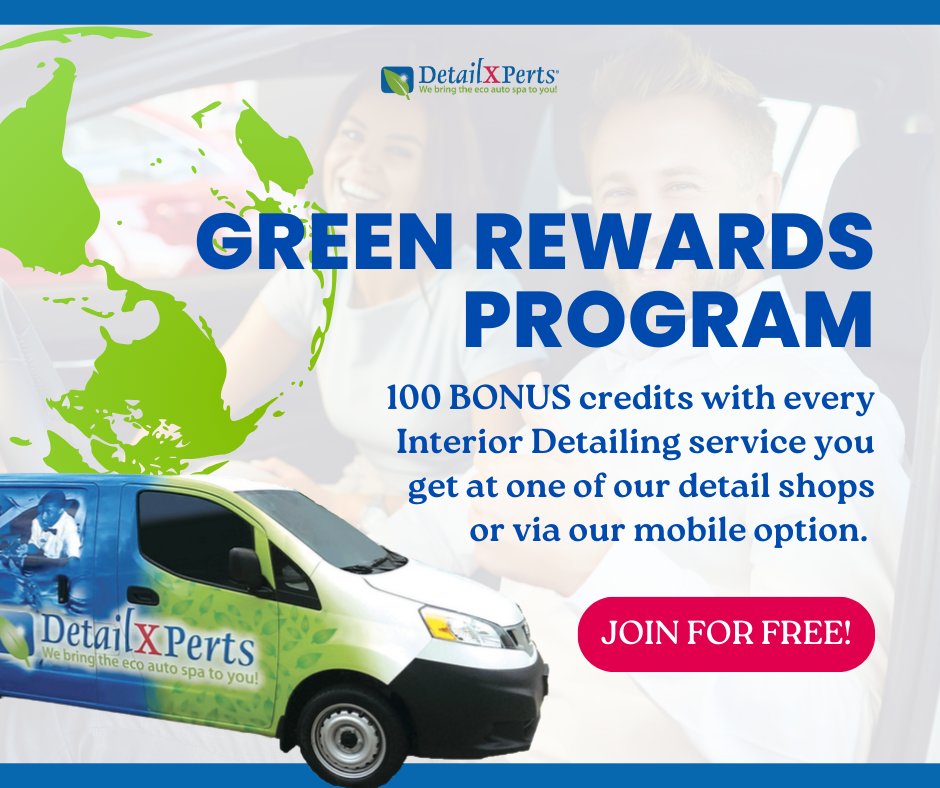 DetailXPerts's tweet image. At DetailXPerts, we love our loyal customers! 

This month, get 100 BONUS credits with every Interior Detailing shop or mobile. Boost your Green Rewards &amp;amp; keep your car sparkling! 

👉 detailxperts.com/steam-car-wash…

 #DetailXPerts #CarCare #LoyaltyRewards
