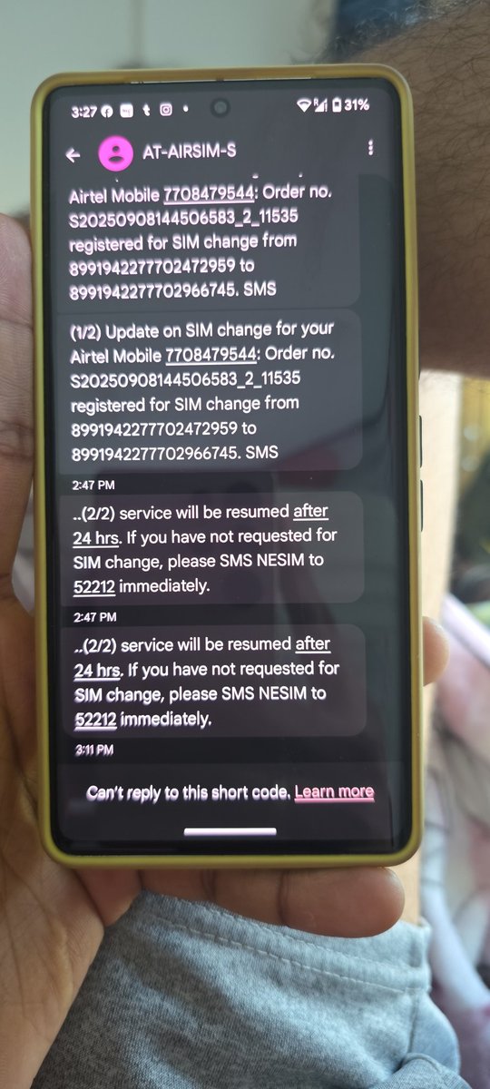 kirankanth3's tweet photo. @airtelindia waiting for QR code in the mail for esim transfer to new device for more than 2 hrs. Only getting these repeated sessions. Kindly look into it. https://t.co/0K4NWhsZsU