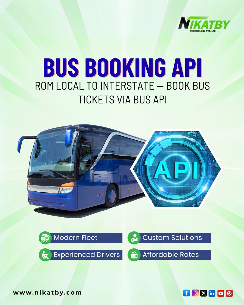 nikatby's tweet image. Simplify Bus Reservations with Nikatby's Bus Booking API!
Integrate real-time bus bookings into your platform effortlessly with our secure, reliable, and scalable API.
🔗 Get Started: nikatby.com
#Nikatby #BusBookingAPI #TravelSolutions #OnlineBusBooking #TravelAPI