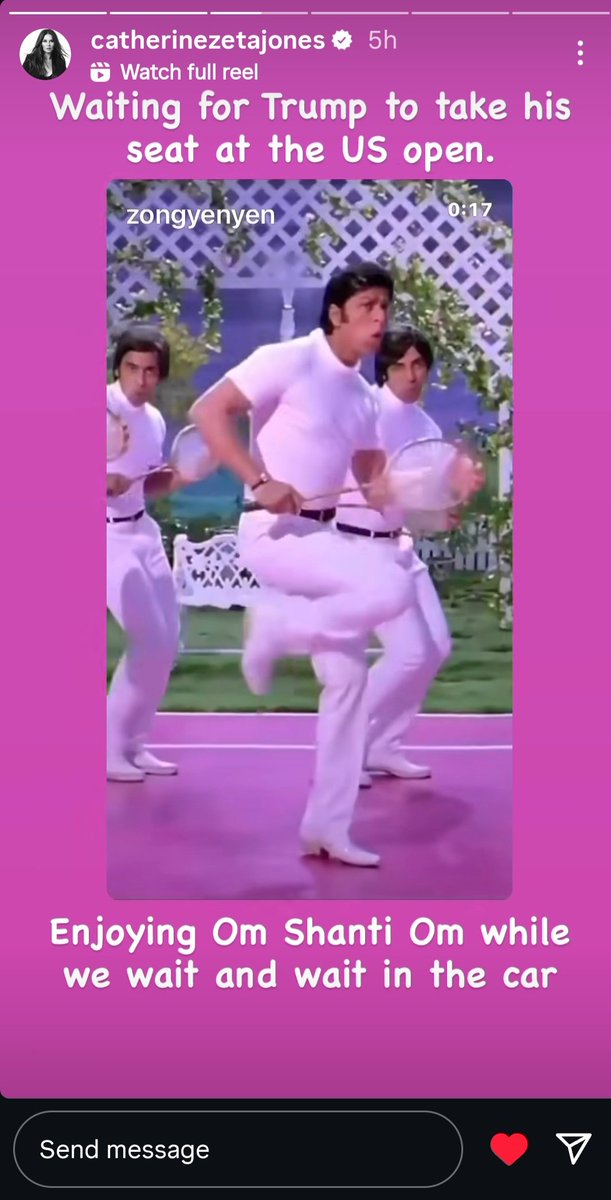 sanaafsal's tweet photo. Catherine Zeta-Jones has to be one of the biggest Om Shanti Om lovers. When she isn't talking about how much she loves it, she's busy watching it ❤️ https://t.co/omkjuF01LD