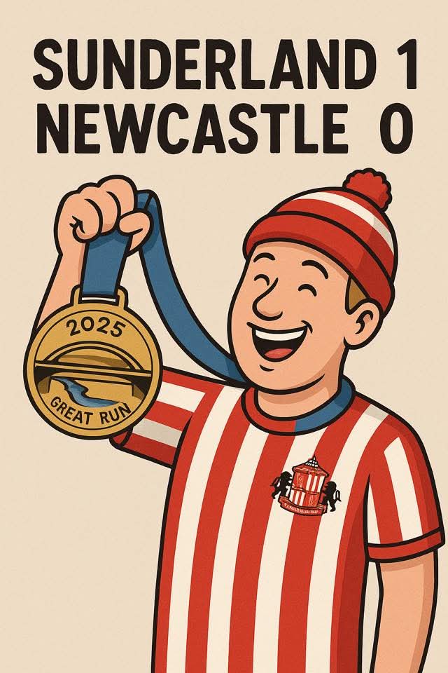 #Greatnorthrun 
#SunderlandAfc
#NUFC 
It's a classic. 😂🤣😂🤣         ❤🤍❤🤍❤🤍