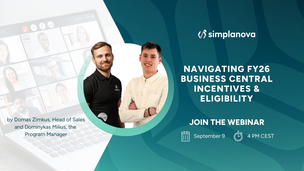 ⏰ Last chance to register!
Join Simplanova’s free webinar on FY26 Business Central Incentives &amp; Eligibility – get the latest insights to stay ahead.
👉 Link: us02web.zoom.us/webinar/regist…
