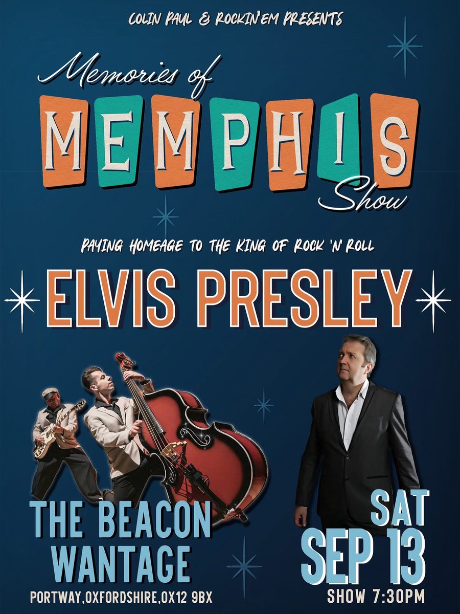 THIS SATURDAY we go to the Theatre for the very first time! A heartfelt night of Elvis like you’ve never heard before. Tickets are moving – don’t miss out.”

Catch us at The Beacon, Wantage this Saturday! 
Tickets available at beaconwantage.co.uk/events/memorie… #wantage