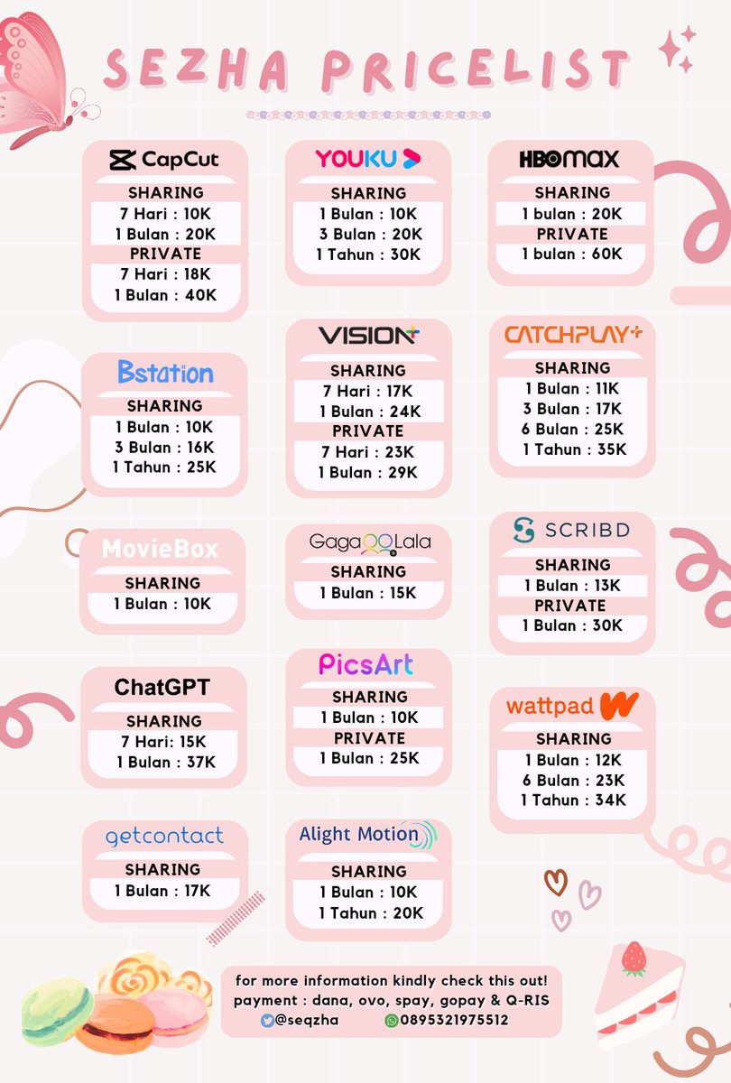 seqzha's tweet image. ㅤ
ㅤㅤㅤ ₊☆𓂃·₊˚ 𝑾𝒆𝒍𝒄𝒐𝒎𝒆 ˚₊𓂃☆·₊ 
              providing premium apps 
                with trusty and worthy

           𝐓𝐞𝐬𝐭𝐢 : tinyurl.com/testisezha
ㅤ𝐖𝐡𝐚𝐭𝐬𝐚𝐩𝐩 : wa.me/62895321975512