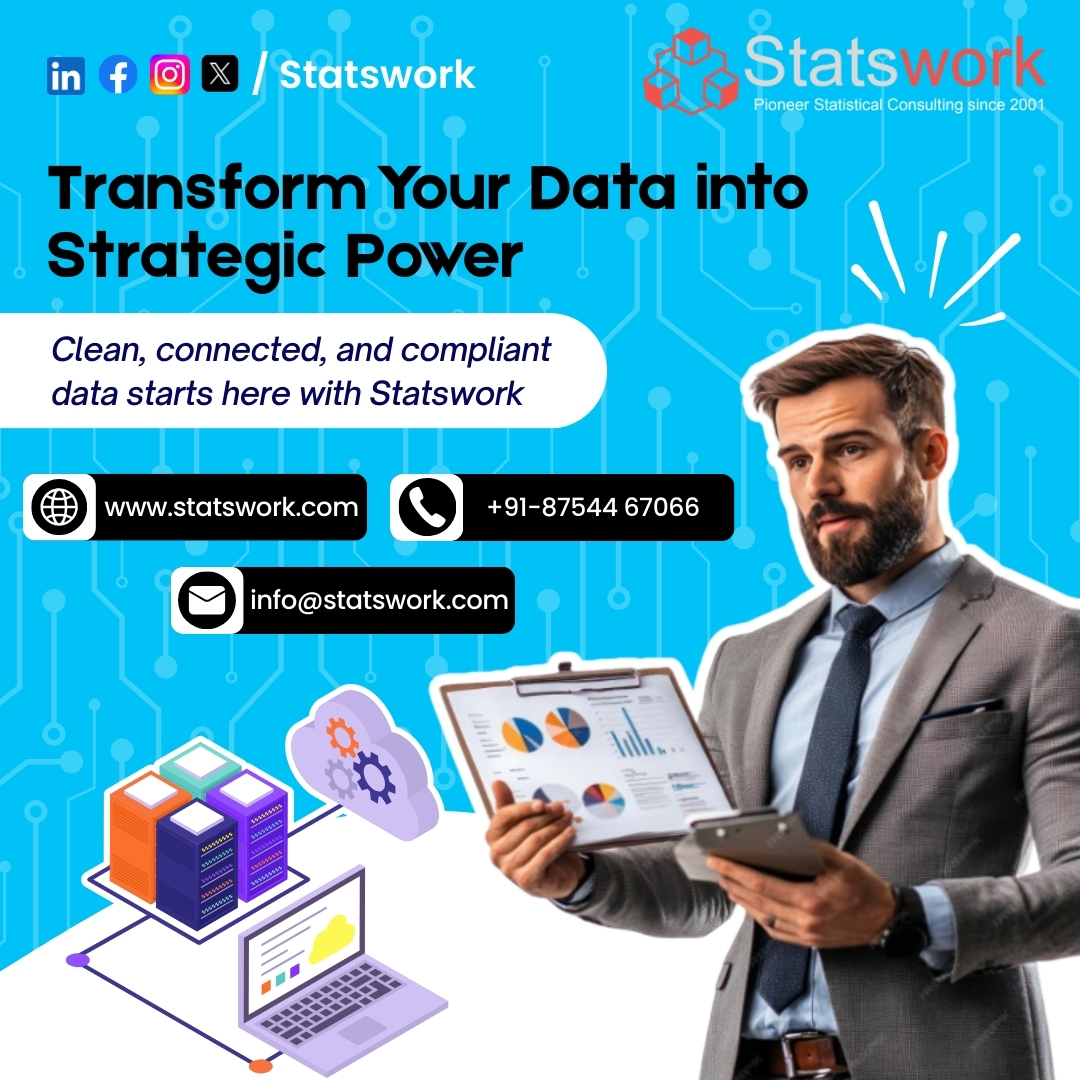 Statswork's tweet image. Transform your data into strategic power with Statswork! Clean, connected &amp;amp; compliant data solutions tailored for your research &amp;amp; business success. Start today 

👉 statswork.com/services/data-…
.
.
#DataManagement #DataAnalysis #Statswork #ResearchSolutions #BigData