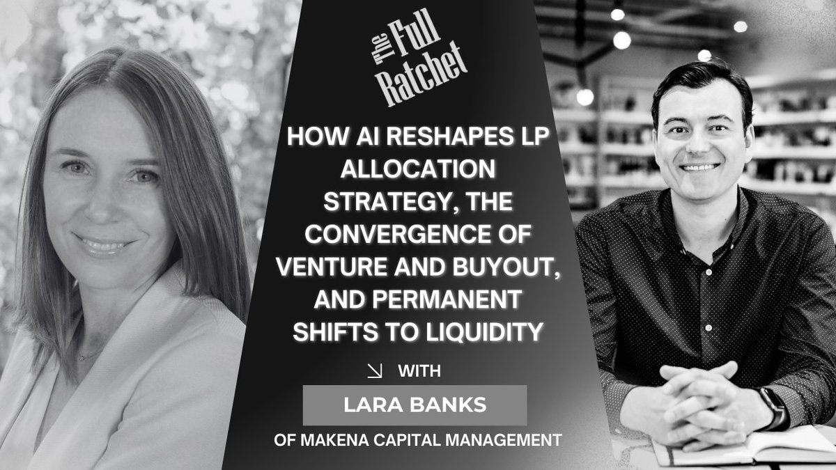 The Full Ratchet (@tfr_pod) on Twitter photo Lara Banks of Makena Capital Management on evergreen privates, underwriting beyond track records, co-invest discipline, secondaries as a “third door,” and where AI value will accrue. Episode 491 of The Full Ratchet—don’t miss it. Lara Banks of Makena Capital Management on evergreen privates, underwriting beyond track records, co-invest discipline, secondaries as a “third door,” and where AI value will accrue. Episode 491 of The Full Ratchet—don’t miss it.