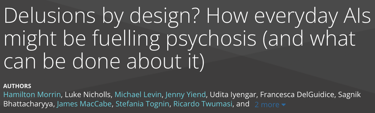 Dr. Dominic Ng (@drdominicng) on Twitter photo I'm a neuroscientist.
"AI psychosis" is constantly in the news. Together with my psychiatry colleague, I reviewed the largest case-series published so far.
Here are my thoughts 🧵 I'm a neuroscientist.
"AI psychosis" is constantly in the news. Together with my psychiatry colleague, I reviewed the largest case-series published so far.
Here are my thoughts 🧵