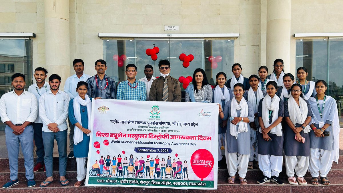 <a href="/nimhrsehore/">NIMHR Sehore</a> observed #WorldDuchenneAwarenessDay2025 on 9 Sept 2025 with a session on Duchenne Muscular Dystrophy, its symptoms, therapies &amp; palliative care. Guided by Dr. A. Shukla, coordinated by Dr. N. S., with Chief Guest Dr. Praveen Gupta. 
<a href="/socialpwds/">Divyang Empowerment</a> <a href="/MSJEGOI/">Ministry of Social Justice & Empowerment, GOI</a>