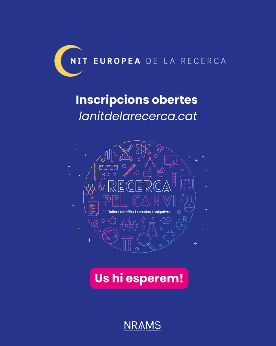 nrams (@nrams_csic) on Twitter photo 📢 Taula rodona a la Nit Europea de la Recerca 2025
“Prevenció enfront els riscos naturals: responsabilitat pública o personal?”
📅 23/09 · 19h · Biblioteca Gabriel García Márquez (BCN)
⌛ 45’
🔗 Inscripcions: lanitdelarecerca.cat/taula-rodona-p…
<a href="/IDAEA_CSIC/">Inst. of Environmental Assessment & Water Research</a> <a href="/CSIC/">CSIC</a> <a href="/CSICdivulga/">CSIC Divulga</a> <a href="/CSICCat/">CSIC en Catalunya</a> 📢 Taula rodona a la Nit Europea de la Recerca 2025
“Prevenció enfront els riscos naturals: responsabilitat pública o personal?”
📅 23/09 · 19h · Biblioteca Gabriel García Márquez (BCN)
⌛ 45’
🔗 Inscripcions: lanitdelarecerca.cat/taula-rodona-p…
<a href="/IDAEA_CSIC/">Inst. of Environmental Assessment & Water Research</a> <a href="/CSIC/">CSIC</a> <a href="/CSICdivulga/">CSIC Divulga</a> <a href="/CSICCat/">CSIC en Catalunya</a>