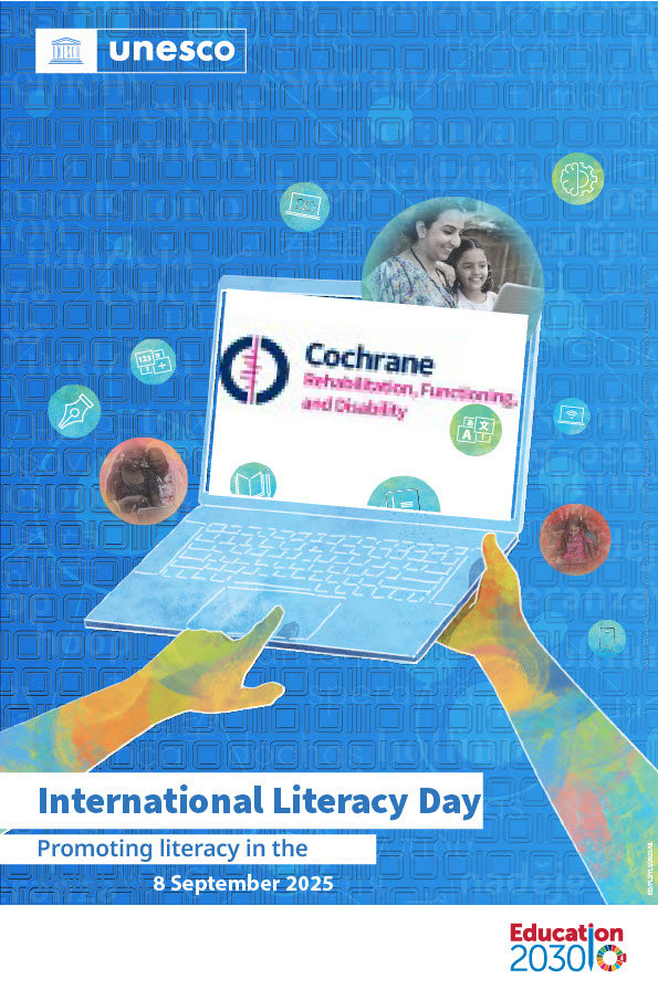 CochraneRehab's tweet photo. Cochrane Rehabilitation, Functioning, and Disability emphasizes the crucial importance of health literacy in rehabilitation on International Literacy Day. https://t.co/yZraY1jv8n
