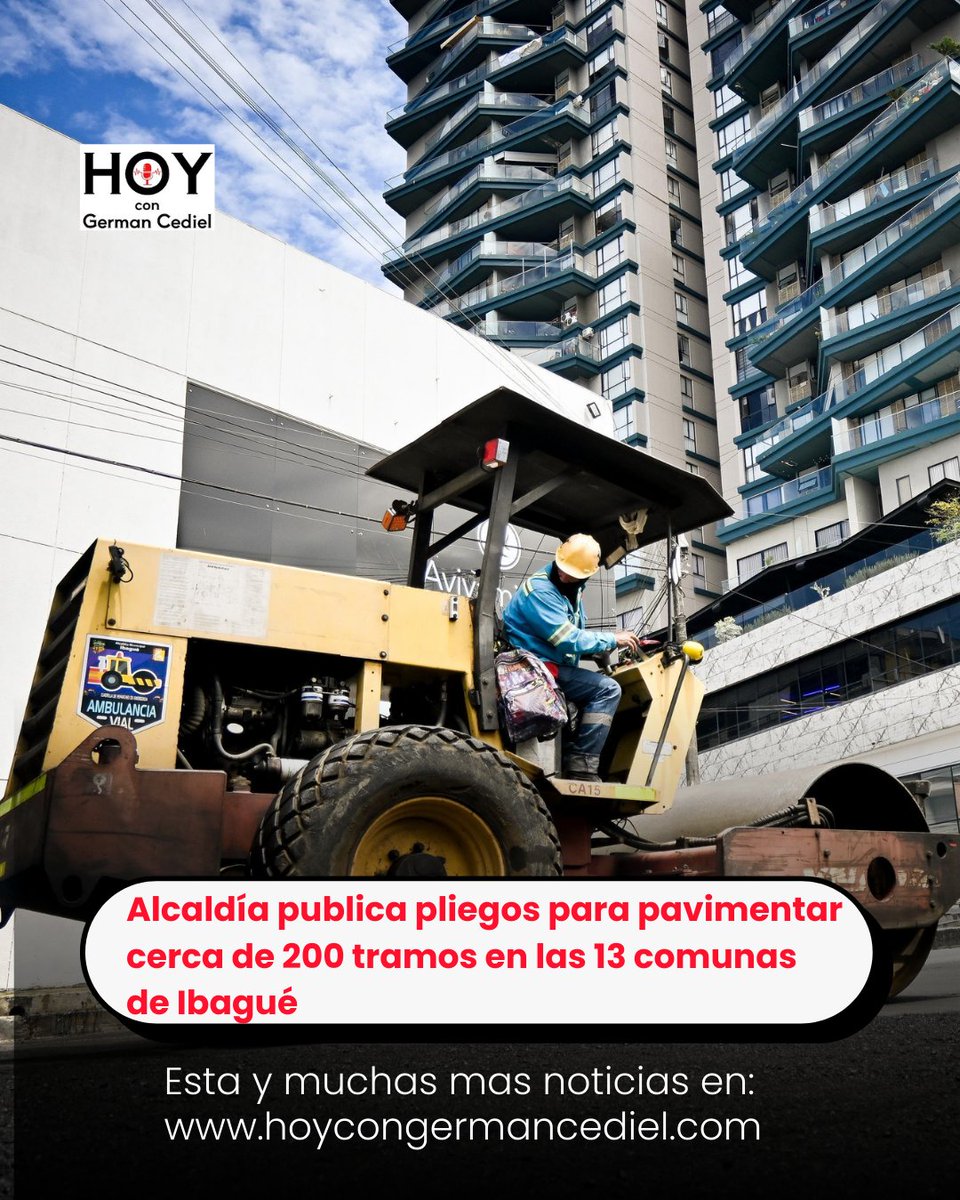 Alcaldía publica pliegos para pavimentar cerca de 200 tramos en las 13 comunas de Ibagué
Léala completa en: hoycongermancediel.com/?p=51233