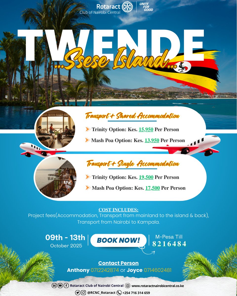 Rotary's ⚙️ true beauty lies in serving communities and as Rotaractors, we carry forward the legacy of service above self.

 Let's come together to make a difference! 🌟

Contact 
Antony - +254 712 242874
Joyce - +254 714 602481
#RCNC
#RCNCXSSESSEISLANDS
#PeopleOfAction